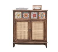 YGDYFDC Armadietti Moderni Armadietto A Secchiello, Armadietto A Secchiello In Rattan For La Casa, Armadietto Da Tè, Credenza Retrò, Mobiletto Da Soggiorno, Credenza Piccoli Armadietti(Brown,A)