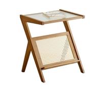 YGDYFDC Tavolino da Salotto Tavolino moderno in legno massello con piano in vetro - compatto ed elegante for l'uso domestico Tavolino(Beige1,B)
