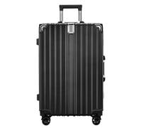 YGDYFDC Valigia Valigia trolley retrò con telaio in alluminio anti-collisione Valigia con porta di ricarica anti-caduta for uomini e donne Valigie(Black,26cm)