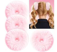YGDZ 4 elastici per capelli rosa con pompon, in finta pelliccia di coniglio, rosa chiaro, elastici per capelli per coda di cavallo, accessori per capelli per ragazze e donne