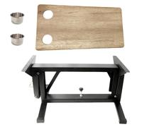 YGER JZGB Tavolino da Campeggio, Gambe Del Tavolo Regolabili, 2 Portabicchieri, Materiali Resistenti, per Auto, Giardino, Picnic, Campeggio(Beige)