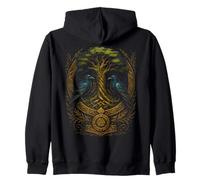 Yggdrasil Hugin Munin Valhalla Mitologia Nordica Vichingo Felpa con Cappuccio