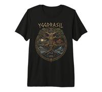 Yggdrasil Tree Nine Realms Mitologia Norrena Mappa Epica Maglietta Premium