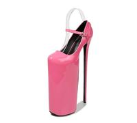 YGJKLIS Cinturino alla caviglia da donna 30cm Cuoio monocolore Stiletto Pompe puntato Toe 20cm Piattaforma Party Club Tacco alto (rosa,35)