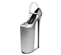 YGJKLIS Cinturino alla caviglia da donna 30cm Cuoio monocolore Stiletto Pompe puntato Toe 20cm Piattaforma Party Club Tacco alto (37,Argento)