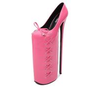 YGJKLIS Cinturino alla Caviglia da Donna 30cm Cuoio Monocolore Stiletto Pompe Puntato Toe 20cm Piattaforma Party Club Tacco Alto (Rosa,46)