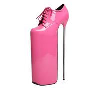 YGJKLIS Donna 30cm arco lace-up decorazione Stiletto pompe monocolore 20cm piattaforma tacchi alti sandali (rosa,45)