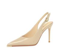 YGJKLIS Donna piattaforma chiusa dita 9.5CM Stilettos pompe indietro cinturino caviglia tacchi alti sandalo festa sposa scarpe di moda (Colore Cache,36)