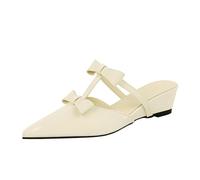 YGJKLIS Donne 5CM Cuneo Tacco Pantofole Sandali Due arco puntato chiuso Toe tacco basso Slip-on peso leggero a piedi Scarpe tacco alto (Bianco,35)