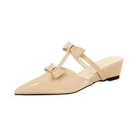 YGJKLIS Donne 5CM Cuneo Tacco Pantofole Sandali Due arco puntato chiuso Toe tacco basso Slip-on peso leggero a piedi Scarpe tacco alto (Colore nudo,36)