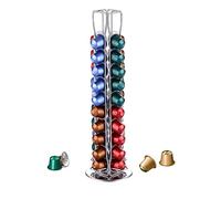 YGJT Porta Capsule Per Nespresso, Porta Cialde Per Nespresso 40 Pezzi Caffè Capsule，Portacapsule Girevoli a 360 Gradi Acciaio Inossidabile, Ufficio & Cucina 11.5x11.5x39cm (Argento Cromato)