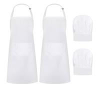 YGKYMVW Grembiule Cappello Chef Set, 2 Pezzi Grembiule Cucina Regolabile 2 Pezzi Cappello Cuoco, Bianco Cappello Da Chef Colore Bianco Grembiuli Cucina Con Due Tasche per Cucina Casa Ristorante Hotel