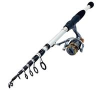 YGLEEULI Canna da Pesca Asta con Esca telescopica da 1,6-2,4 m Mulinello Spinning Combinato ad Alta velocità per Viaggi in Oceano e Pesca d' Acqua Dolce e Sala(1.8M,White Rod with Reel)