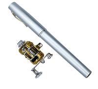 YGLEEULI Canna da Pesca Set Combinato di mulinelli for Canna da Pesca, Mini Penna Tascabile telescopica, + Mulinello per Viaggi in Oceano e Pesca d' Acqua Dolce e Sala(Light Grey)