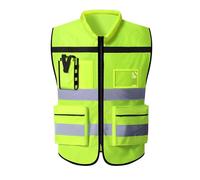 YGLEEULI Gilet di Sicurezza Antinfortunistici Gilet di sicurezza multitasche in tessuto Oxford ad alta visibilità for la guida notturna(Black,L)
