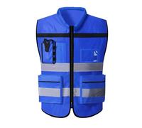 YGLEEULI Gilet di Sicurezza Antinfortunistici Gilet di sicurezza multitasche in tessuto Oxford ad alta visibilità for la guida notturna(Blue,M)