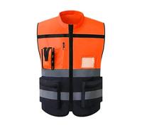 YGLEEULI Gilet di Sicurezza Antinfortunistici Gilet di sicurezza multitasche in tessuto Oxford ad alta visibilità for la guida notturna(GRAY,L)