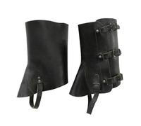 YGLEEULI Horse Riding Half Chap Ghette in pelle con armatura for gambe, copriscarpe vintage, copri stivali, ghette da uomo, accessorio for costume soldato e cavaliere for LARP(Black one pair)