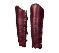 YGLEEULI Horse Riding Half Chap Kit costume da cavaliere for cosplay, copriscarpe, ghette, gambali, in pelle for larp, per uomo(Red)