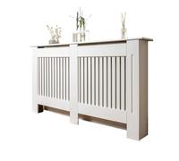 YGLEEULI MDF Cabinet Slatted Grill with Shelf for Heaters, Modern Wall-Mounted Living Room Solution Copriradiatori Design(White Vertical L)
