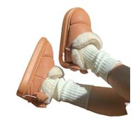 YGLEEULI Stivali da neve imbottiti caldi con fiocco carino invernale da donna Stivali da neve impermeabili creativi in tessuto esterno corto per donna(Brown,40-41)