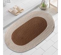 YGLEEULI Zerbino intrecciato, tappeto d'ingresso colorblock, zerbino for interni, tappeto ovale in stile fattoria, tappeto da cucina intrecciato, tappeto reversibile. Per Interno(Brown)
