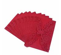 YGMNQAL 10 pezzi di biglietti d'invito for matrimonio a farfalla, compleanno con fiori, for il debutto della ragazza, auguri for feste taglio laser e cavità(Red)