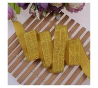 YGMNQAL 15mm Gold Silver Glitter Thread FOE Ribbon Fold Over Elastic Bands for Hair Tie Underwear Bracelet DIY Sewing Accessories(90133,50Yards)