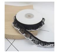 YGMNQAL 2/10meter Elastic Ruffle Lace Ribbon Sheer Chiffon Trim Fabric for DIY Apparel Sewing Handmade Accessories 2cm(Type B Black,10Yards)