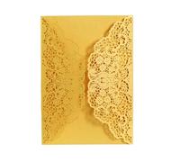 YGMNQAL 25/50 pezzi Laser Cut Inviti for matrimonio Carta pizzo Fiore Business Biglietti di auguri Compleanno Bridal Shower Festa nozze Decorazione(Gold,25pcs)
