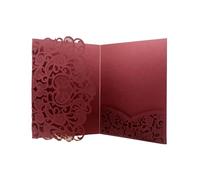 YGMNQAL 25/50 pezzi Laser Cut Invito a nozze Trifold Business Lace Biglietti di auguri Matrimonio Compleanno Festa Regalo Forniture(Red,25pcs)