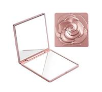 YGMNQAL 2pcs Foldable Makeup Mirror Vintage Rose Double-sided Vanity High Clarity Handheld Square Cosmetic(Pink)
