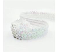 YGMNQAL 30mm Sequin Lace Trim Elastic Band Ribbon Stretch Fabric for Dress Curtain Clothes DIY Latin Sewing Accessories(ColoredWhite,30mm-15Meters)