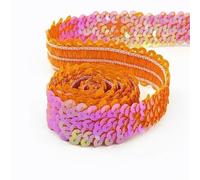 YGMNQAL 30mm Sequin Lace Trim Elastic Band Ribbon Stretch Fabric for Dress Curtain Clothes DIY Latin Sewing Accessories(Orange,30mm-15Meters)