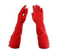 YGMNQAL 3pair Kitchen Gloves Washing Dishes Cleaning Red Long Rubber Sleeve Waterproof Latex Tool(S)