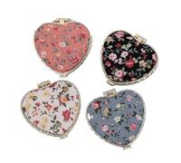 YGMNQAL 4pc Mini Makeup Compact Pocket Floral Mirror Portable Two-side Folding Make Up Women Vintage Cosmetic Mirrors(Heart)
