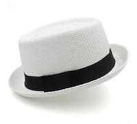 YGMNQAL Cappello Pork Pie Cappelli da Uomo e da Donna Classici in Paglia, Cappelli da Sole Fedora, Cappellini Trilby, Cappelli Estivi da Barca, Spiaggia, Viaggi, Feste(White)
