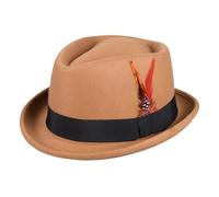 YGMNQAL Cappello Pork Pie Classico Cappello Fedora da Uomo e da Donna, Casual, Nero, Pork Pie, con Piume, Vintage, da Gentiluomo, Trilby, Berretto Jazz, Cappelli in Feltro da Donna.(Khaki)
