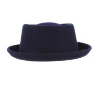 YGMNQAL Cappello Pork Pie Classico Cappello Pork Pie in Feltro Morbido di Lana for Uomo e Donna, Cappello di Lana Autunnale e Invernale con Tesa Curva, Cappelli Eleganti da Uomo(Blue)