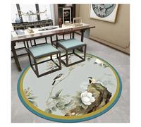 YGMNQAL Classical Flower & Landscape Round Rug - Elegant Aesthetic Decor For Study, Bedroom & Tabletop(Color7,Diameter 140cm(55in))