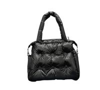 YGMNQAL Cotton Winter Women Space Pad Feather Down Bag Bucket Handbag Shoulder Tote(Black)