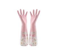 YGMNQAL Dishwashing Gloves Single Layer Household Chore Splicing Sleeve Waterproof Elastic Band Mouth Rubber(Pink,S)