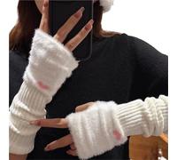 YGMNQAL Guanti Senza Dita Half-finger Gloves Women's Winter Fingerless Cute Arm Guard Sleeves Knitted Pile Long To Keep Warm(Color1)