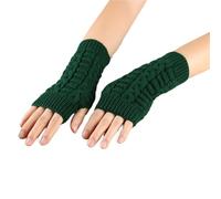 YGMNQAL Guanti Senza Dita Winter Fingerless Gloves For Women, Warm And Extended Half-Finger Knitted Flat(Dark Green)
