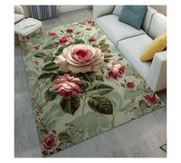 YGMNQAL Pink Rose Print Rug: Rectangular Non-slip Crystal Velvet Mat For Bedroom, Bathroom, Dining Room, Entry, Living, Laundry(180x260cm)