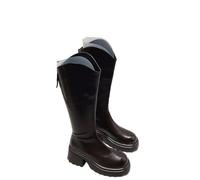 YGMNQAL Real Soft Leather Boots Autumn And Winter Knight Height Increasing And Slimming Thick Soled High Long(39)