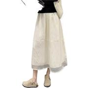 YGMNQAL Skirt Women Plus Size Hip Conceal Slim Bloom Large A-Line Puffy Moonlight Casual(Apricot,Within m 40-50kg)