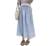 YGMNQAL Skirt Women Plus Size Hip Conceal Slim Bloom Large A-Line Puffy Moonlight Casual(Blue,Within m 40-50kg)