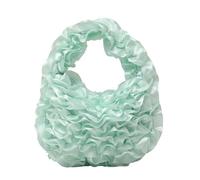 YGMNQAL Sweet Rose Petal Handbag Soft Light Lace Patchwork Pleated Bag Ruched Cloud Elegant Flowers Tote Bags Ladies(Green)