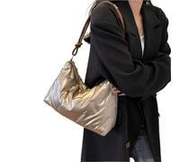 YGMNQAL Winter Space Cotton Underarm Bags Down Padded Women's Shoulder Fashion Quilted Embroidered Thread Tote Handbags(Gold)